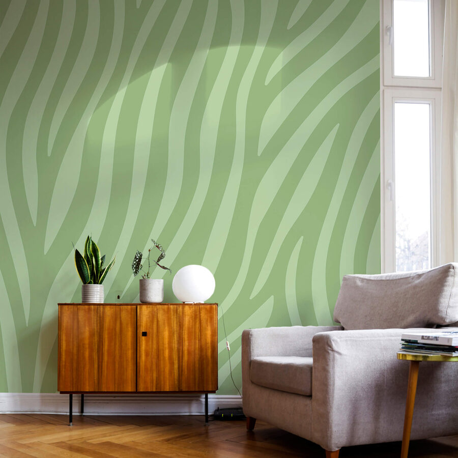 Imprimé zébré vert et blanc