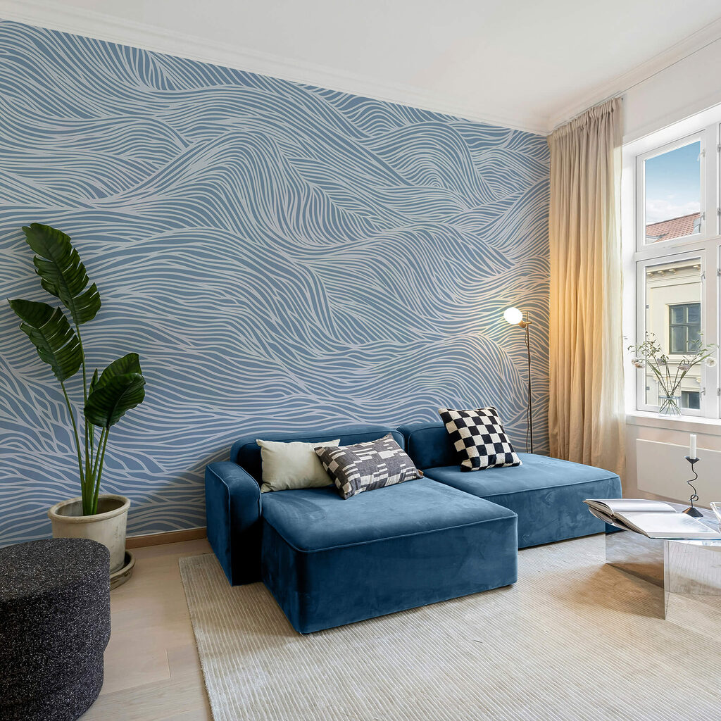 Motif ondulé bleu et blanc Motif ondulé bleu et blanc