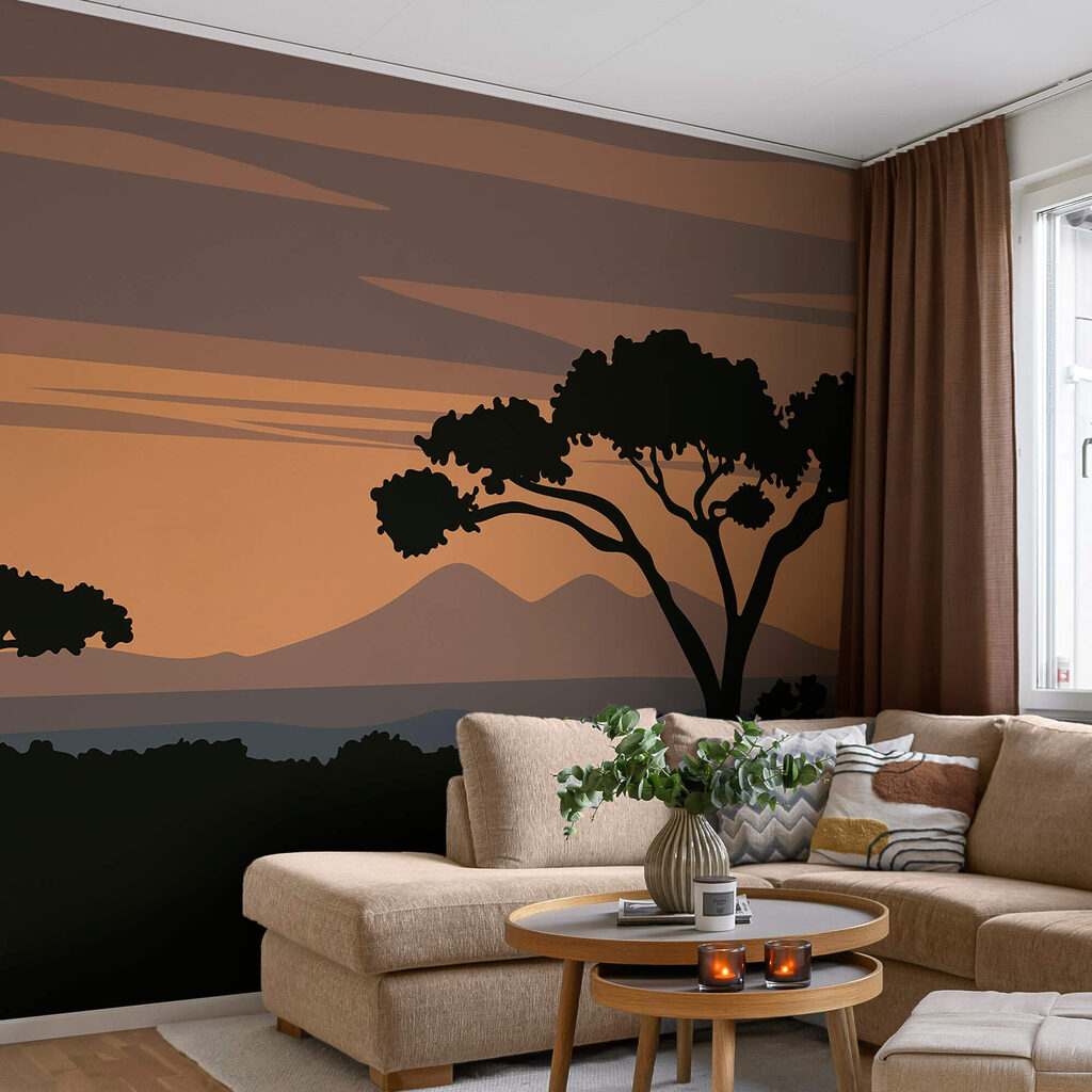 Arbre avec des montagnes en arrière-plan