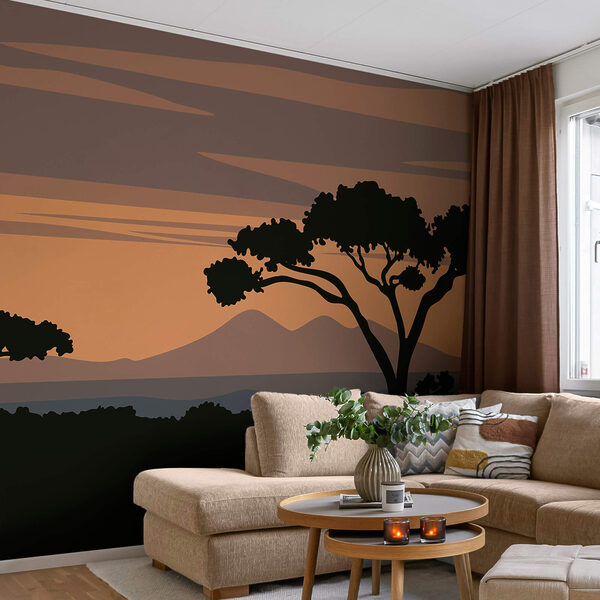 Arbre avec des montagnes en arrière-plan Arbre avec des montagnes en arrière-plan