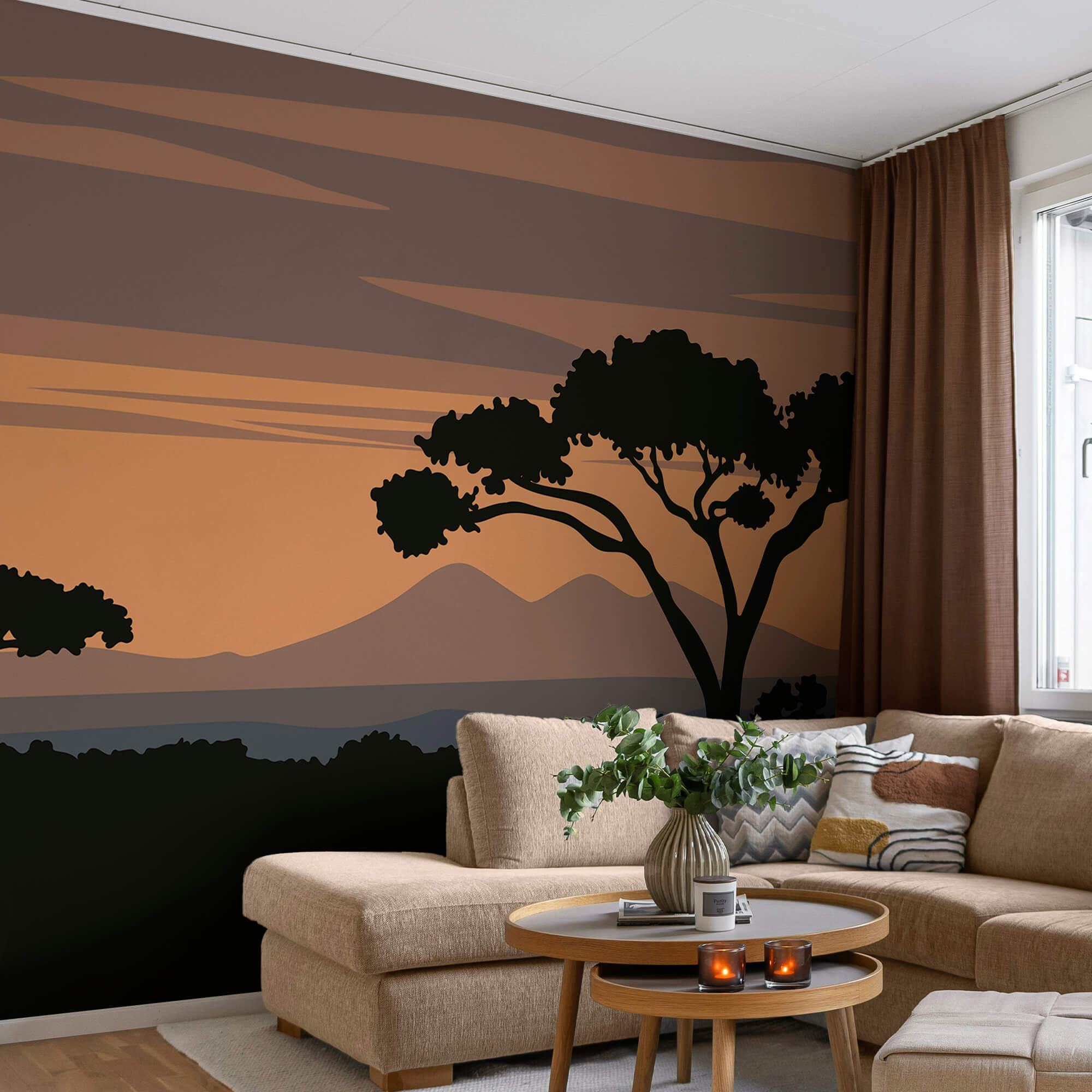 Arbre avec des montagnes en arrière-plan