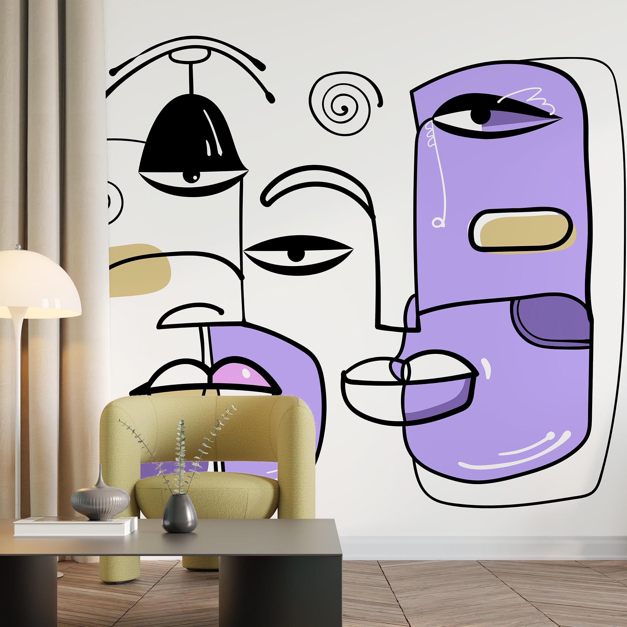 Groupe de visages dessinés en différentes couleurs