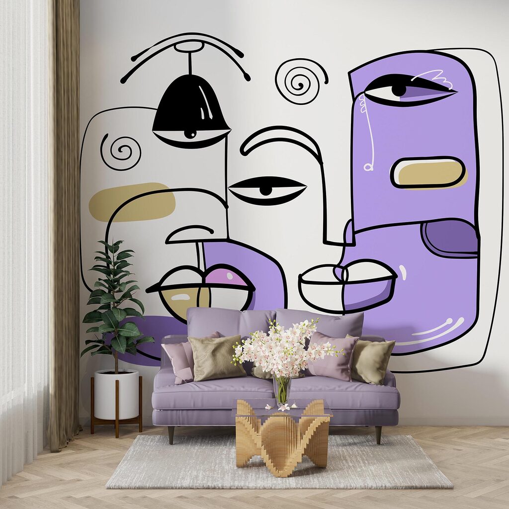 Groupe de visages dessinés en différentes couleurs