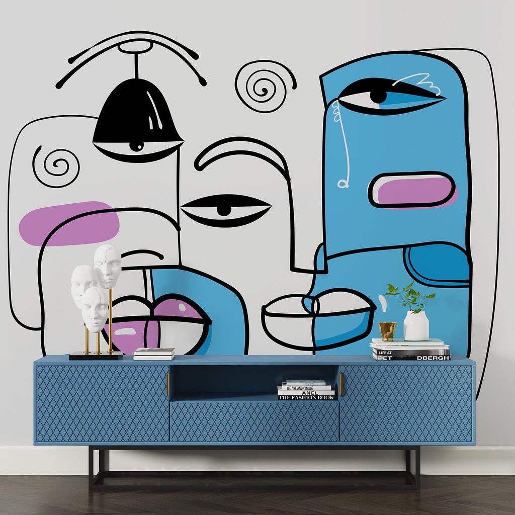 Groupe de visages dessinés sur fond blanc Groupe de visages dessinés sur fond blanc