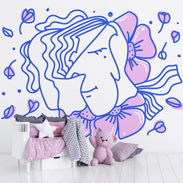 Dessin d'une femme avec des fleurs