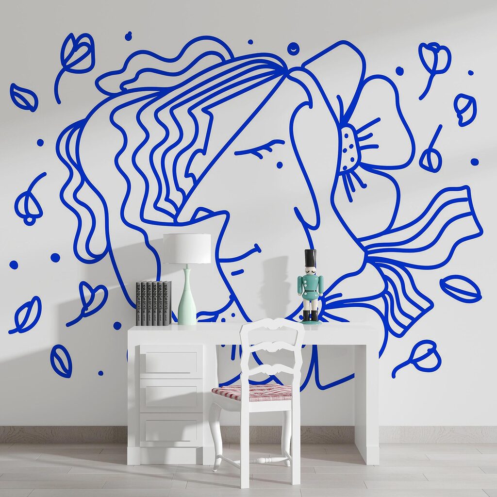 Dessin d'une femme avec des fleurs Dessin d'une femme avec des fleurs
