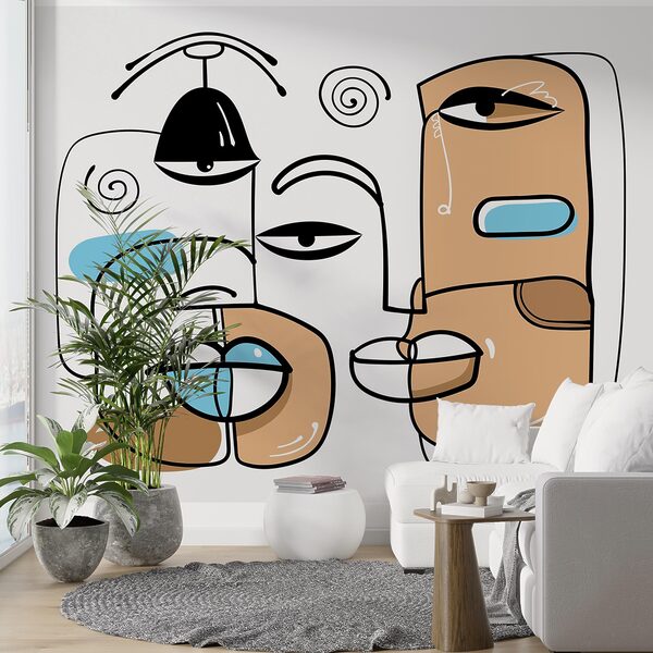 Groupe de visages dessinés sur fond blanc Groupe de visages dessinés sur fond blanc