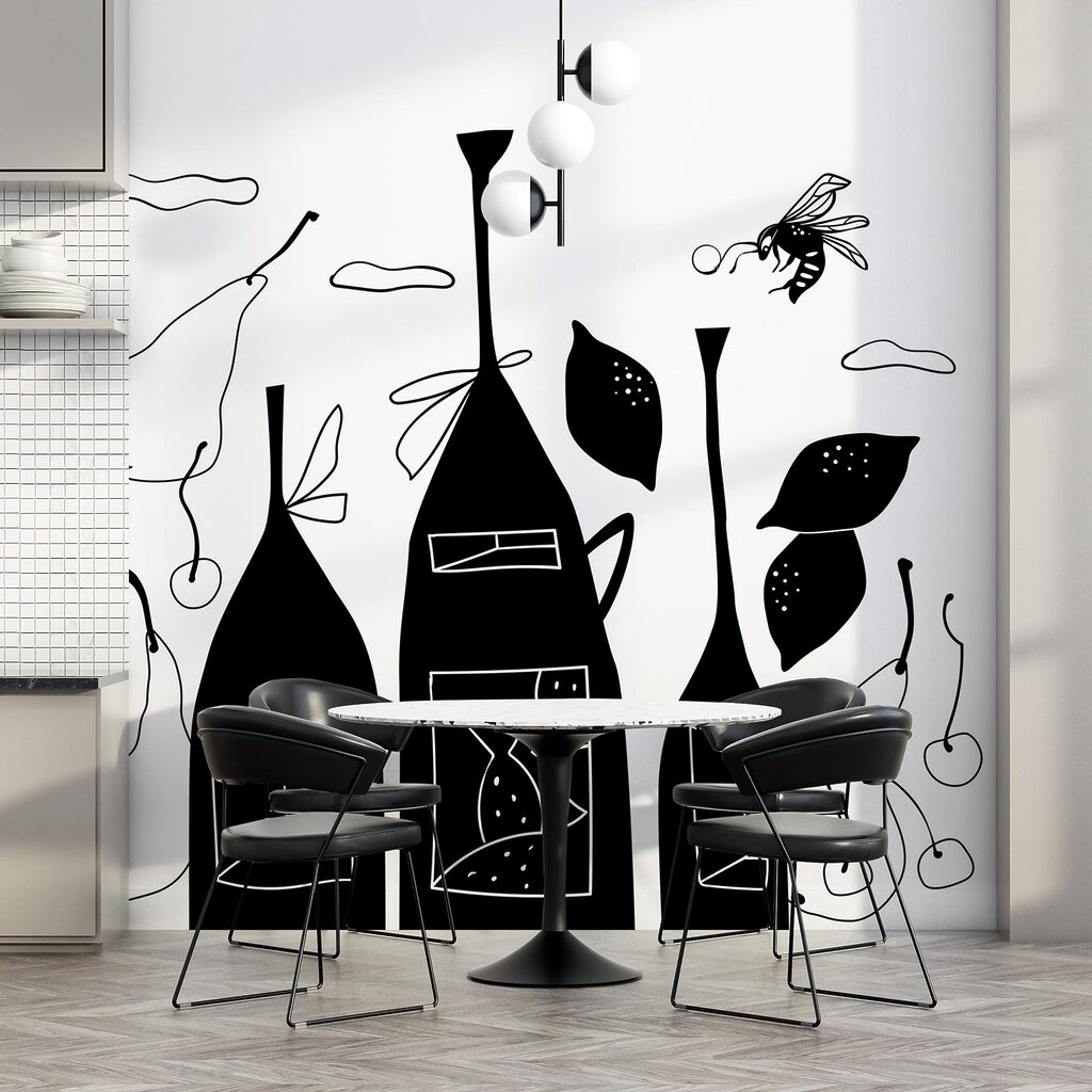 Dessin de bouteilles en noir et blanc