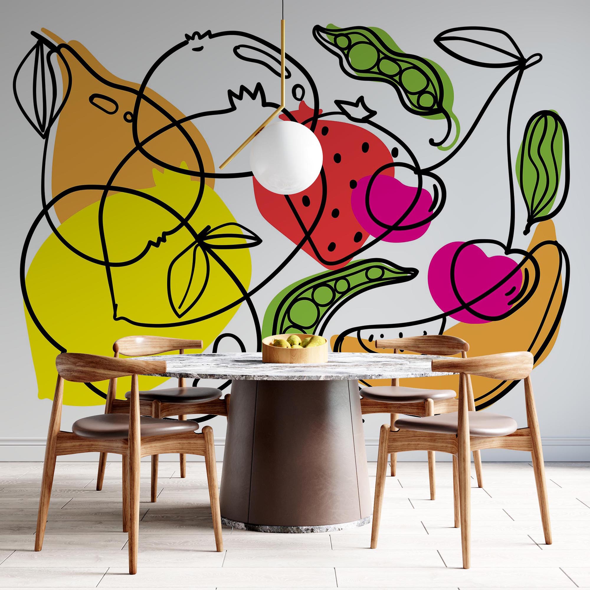 Dessin de différents fruits et légumes