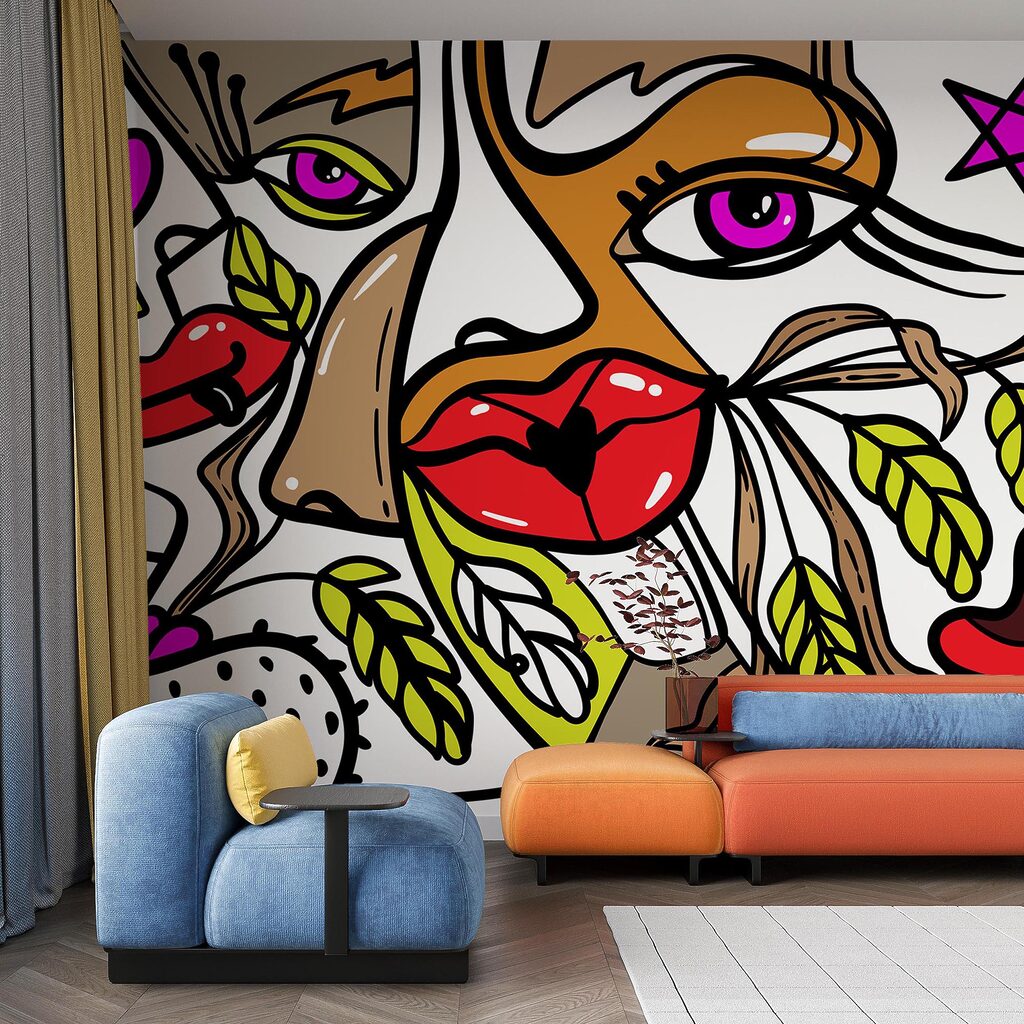 – ; Visage vibrant avec des motifs audacieux