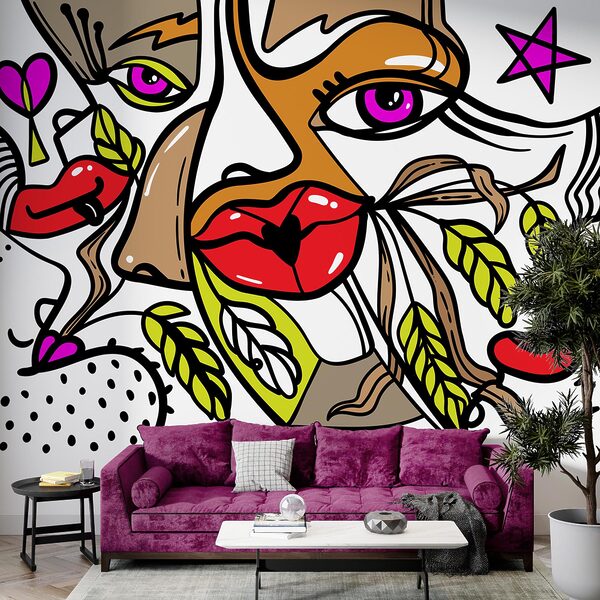 Papier peint – ; Visage vibrant avec des motifs audacieux (UGS : t00051) Papier peint Papier peint – ; Visage vibrant avec des motifs audacieux (UGS : t00051)