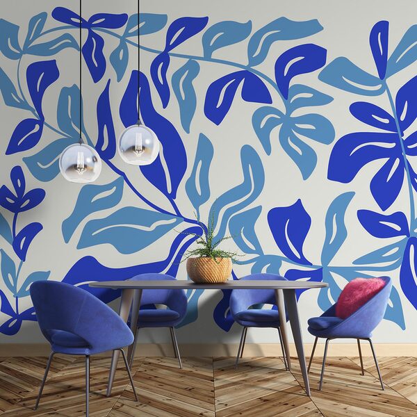 Dessin de feuilles en bleu et blanc Dessin de feuilles en bleu et blanc