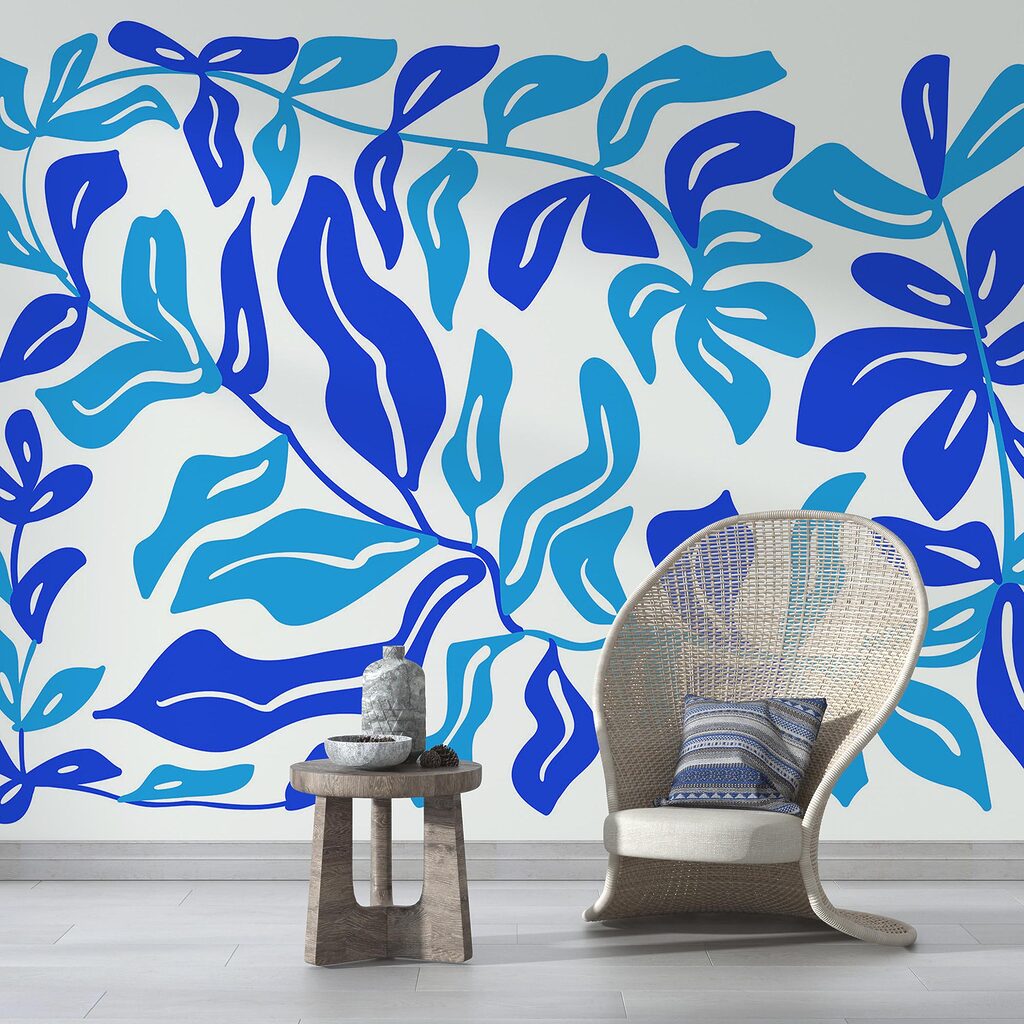 Dessin de feuilles en bleu et blanc Dessin de feuilles en bleu et blanc