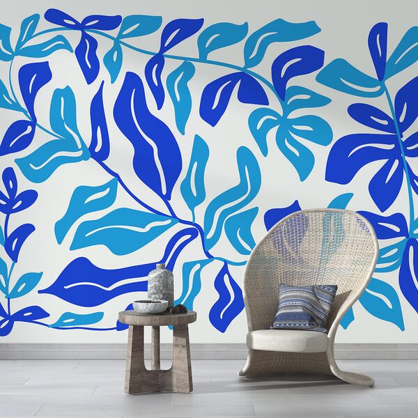 Dessin de feuilles en bleu et blanc Dessin de feuilles en bleu et blanc