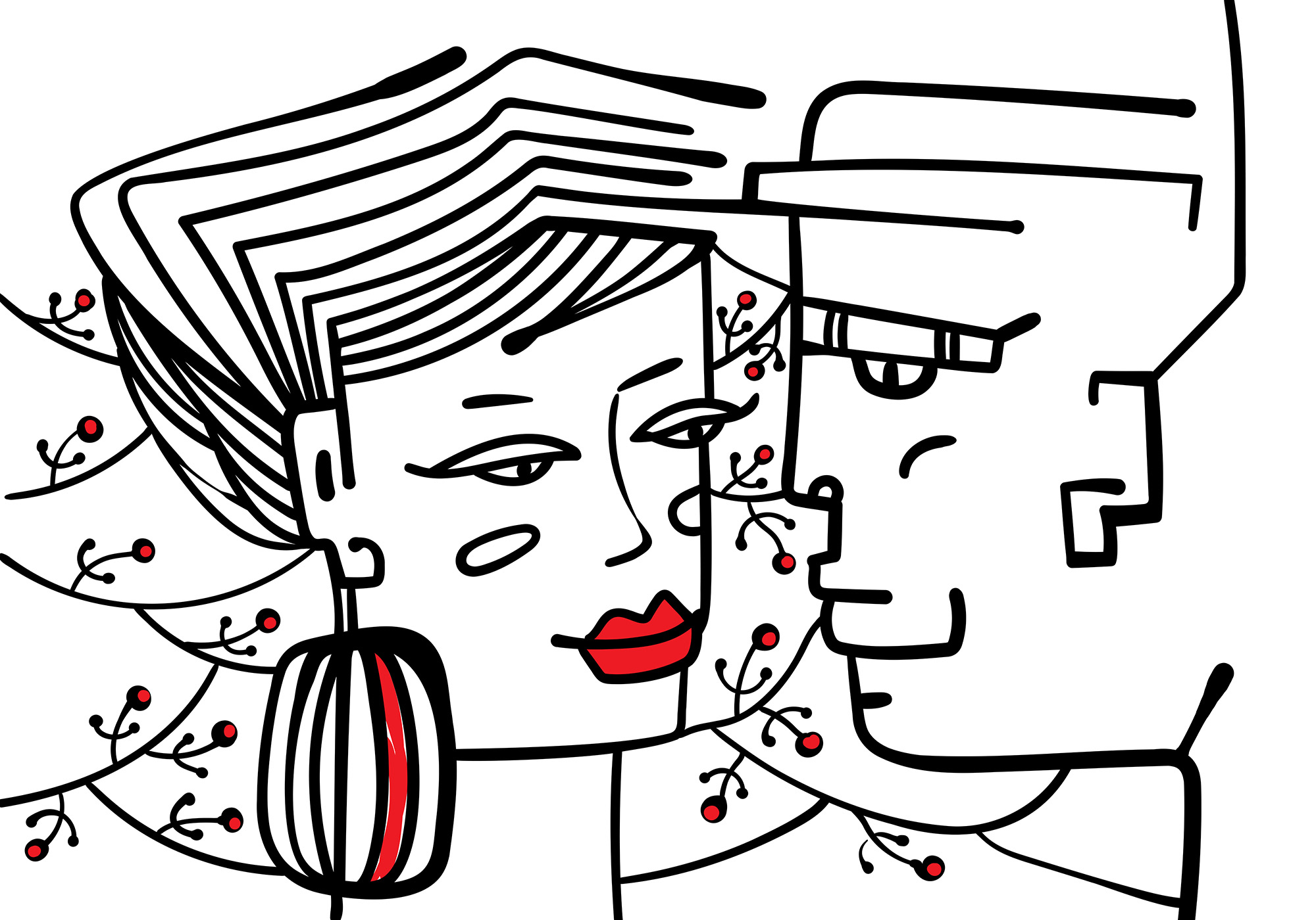 Drawing of a man and a woman Drawing of a man and a woman