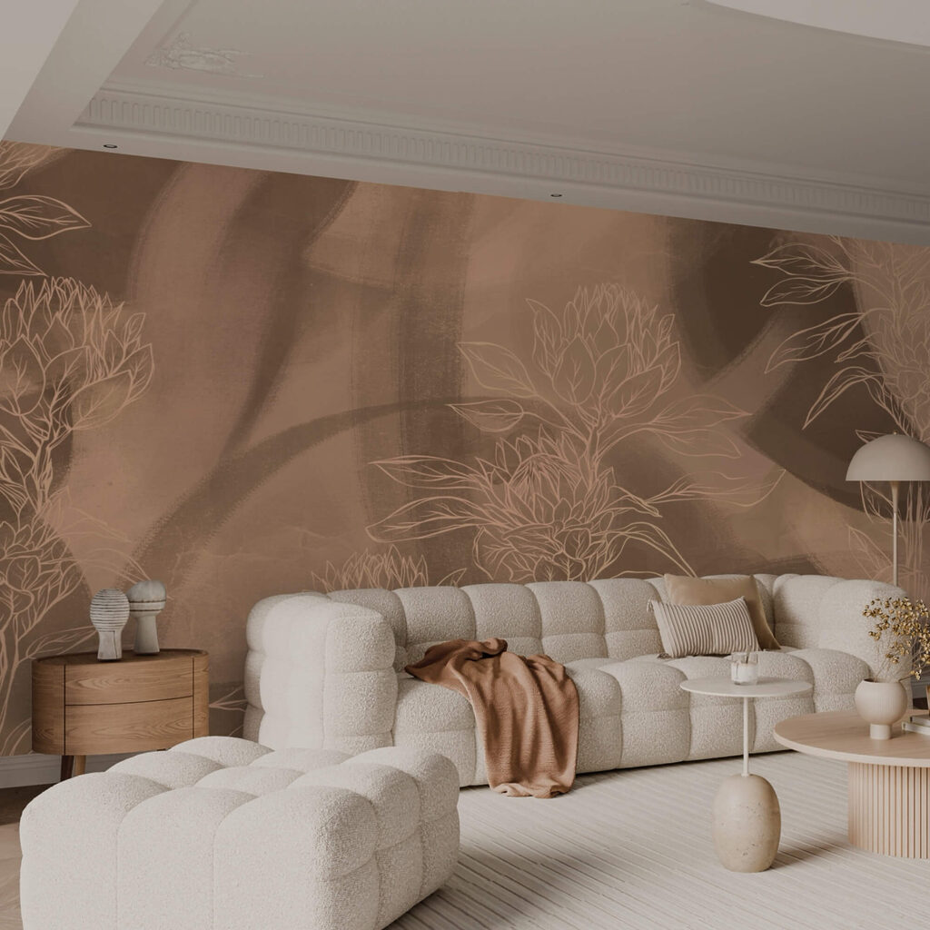 Contours floraux sur fond chaud