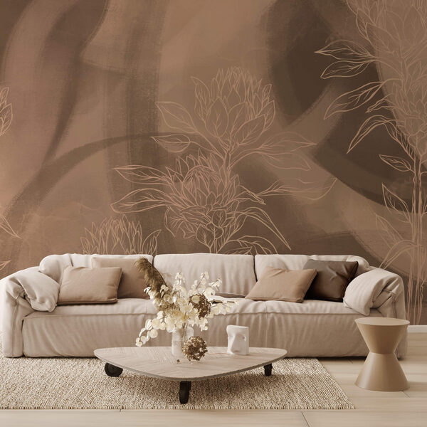 Contours floraux sur fond chaud Contours floraux sur fond chaud
