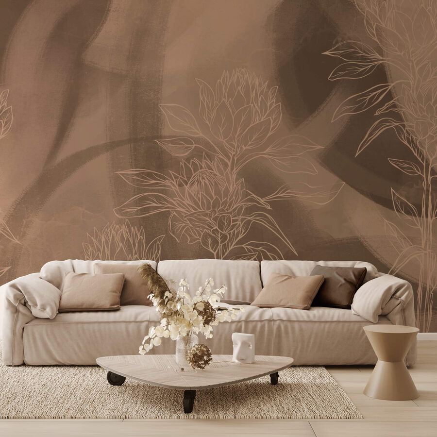 Contours floraux sur fond chaud Contours floraux sur fond chaud
