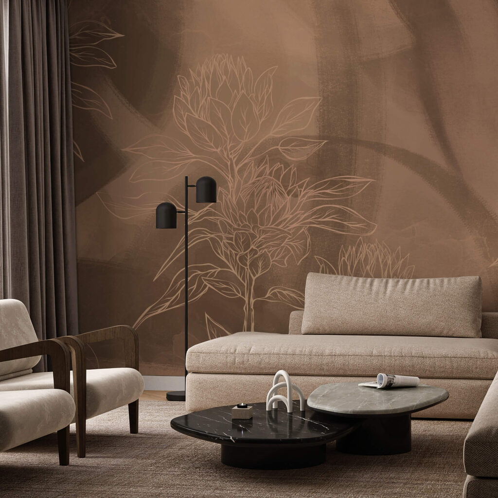 Contours floraux sur fond chaud