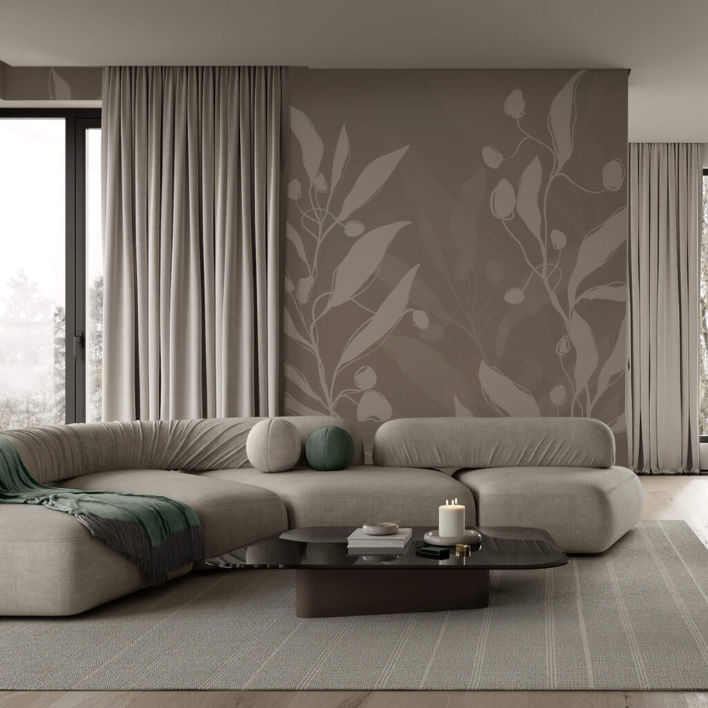 Motif botanique doux sur fond neutre