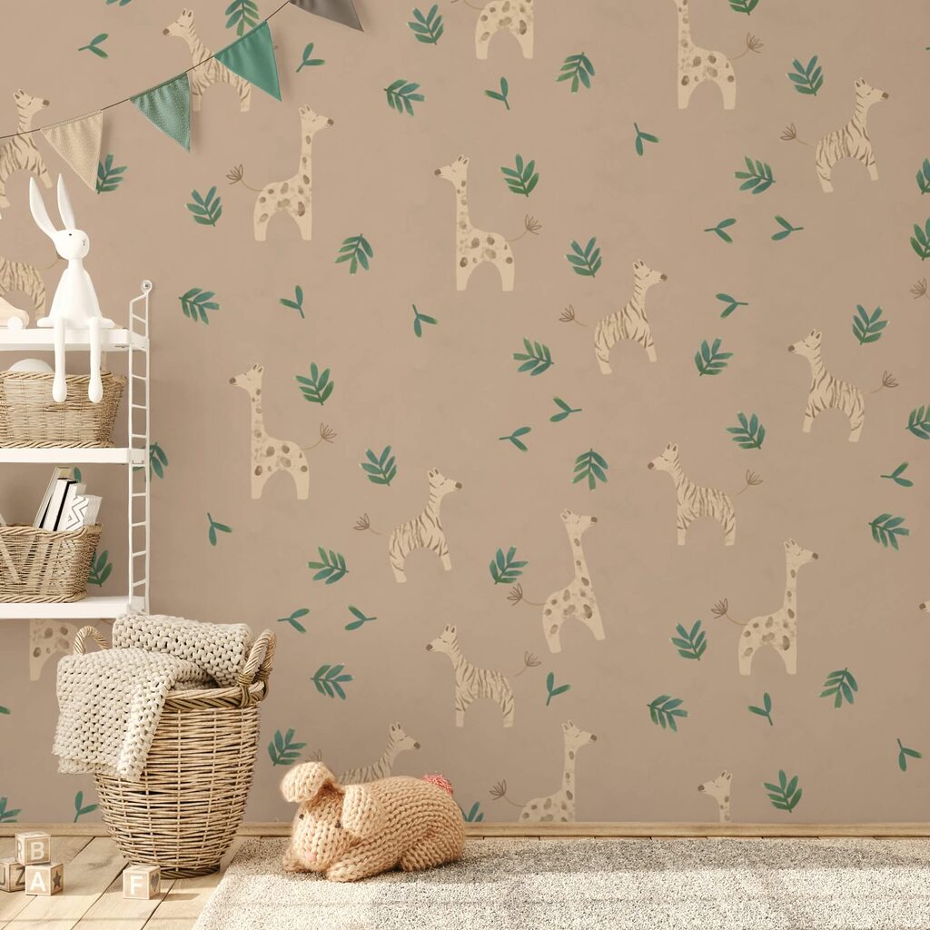 Motif de girafes et de feuilles