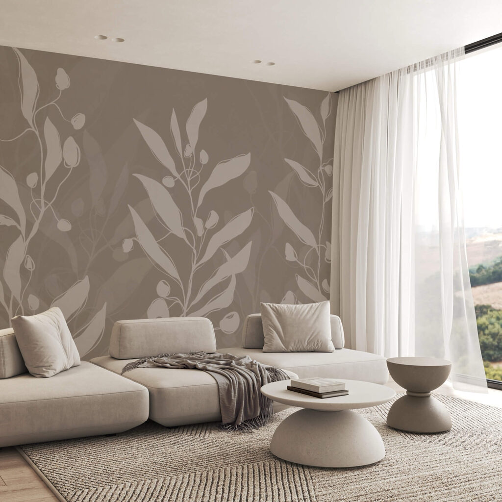 Motif botanique doux sur fond neutre