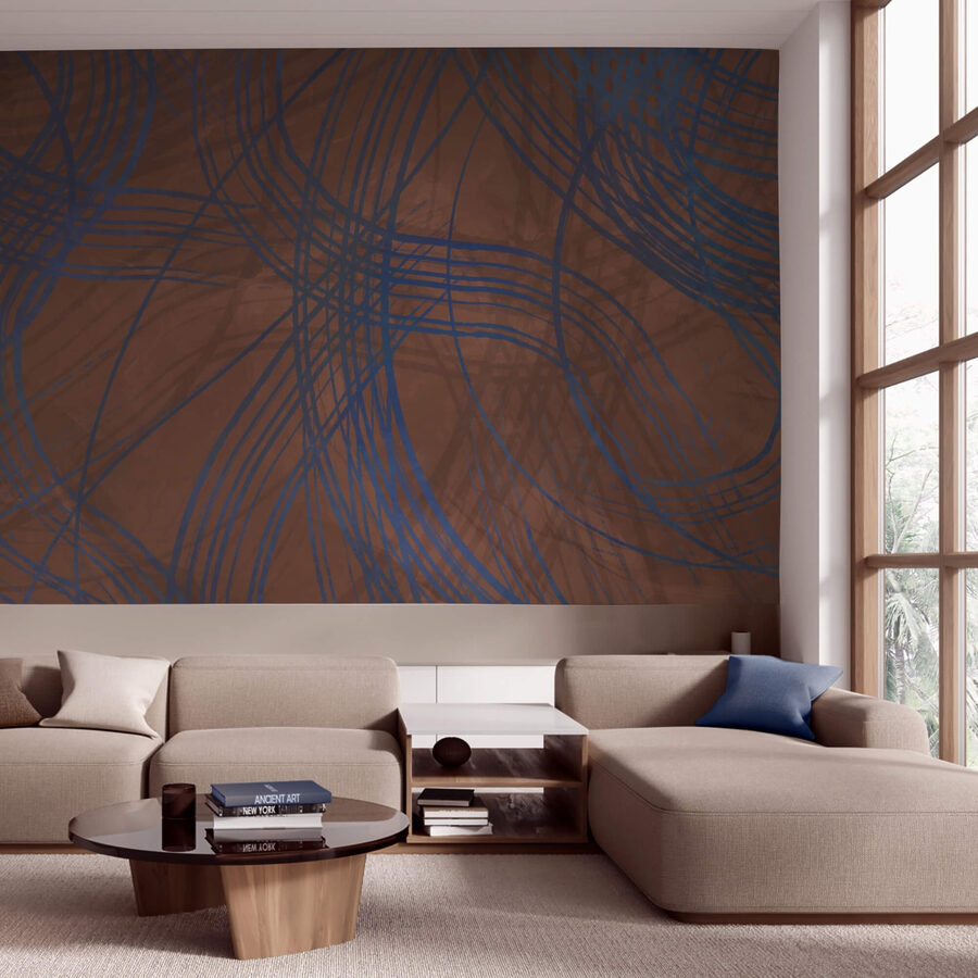 Fond brun et bleu avec des lignes