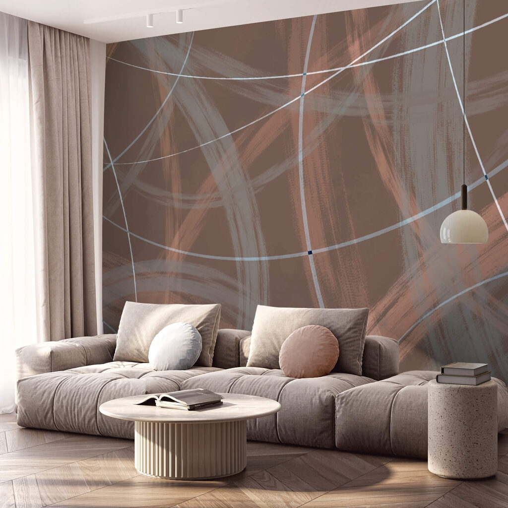 Fond brun et blanc avec des lignes et des cercles