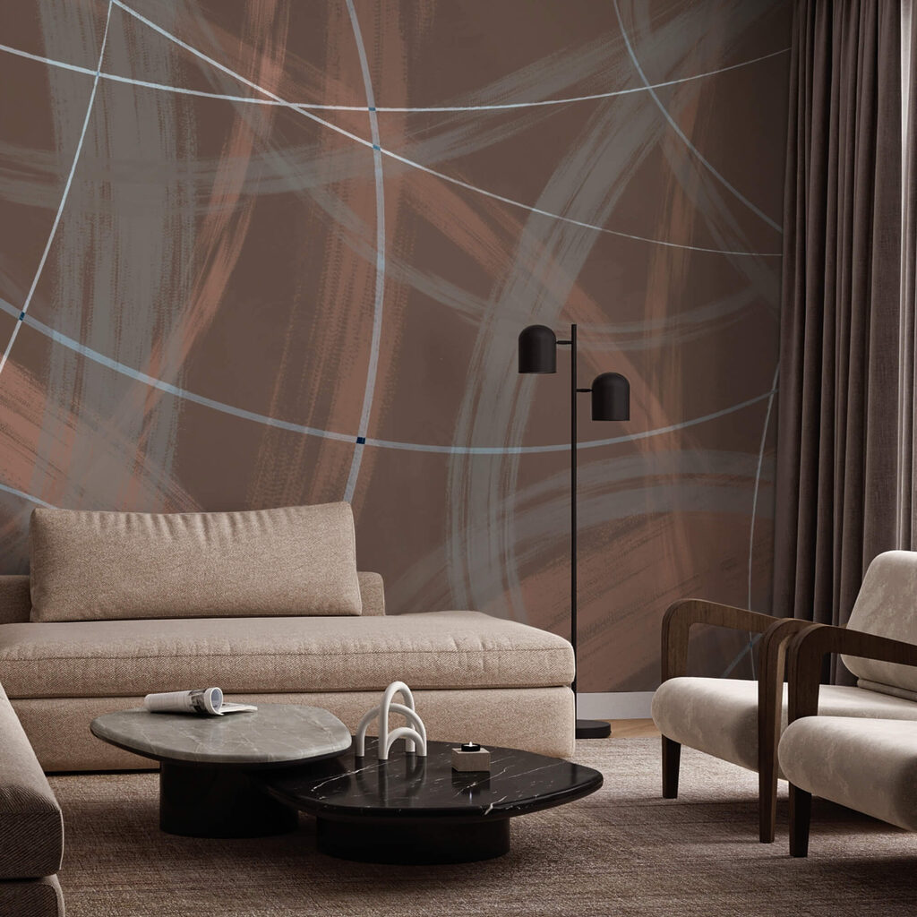 Fond brun et blanc avec des lignes et des cercles