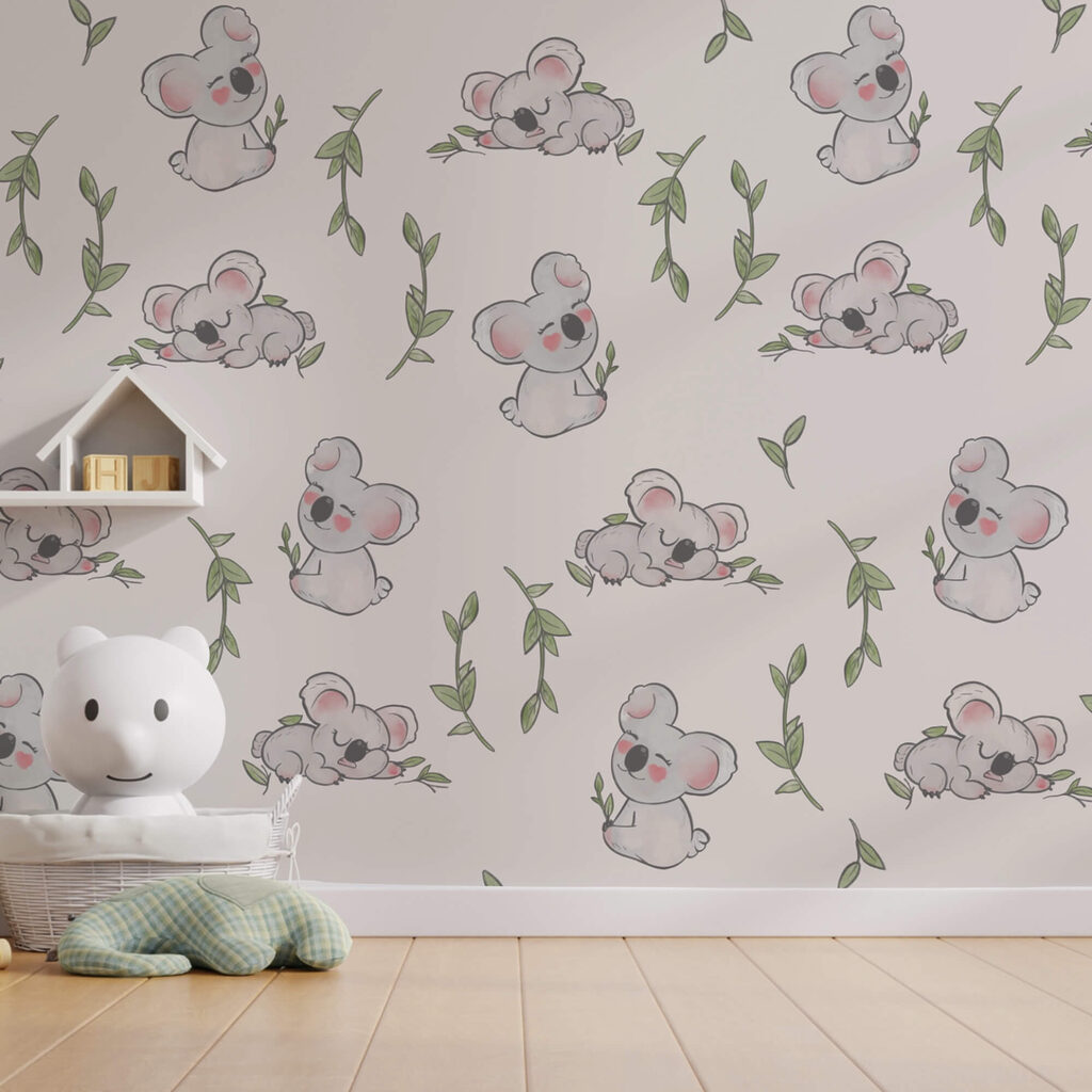 Motif de koalas et de feuilles