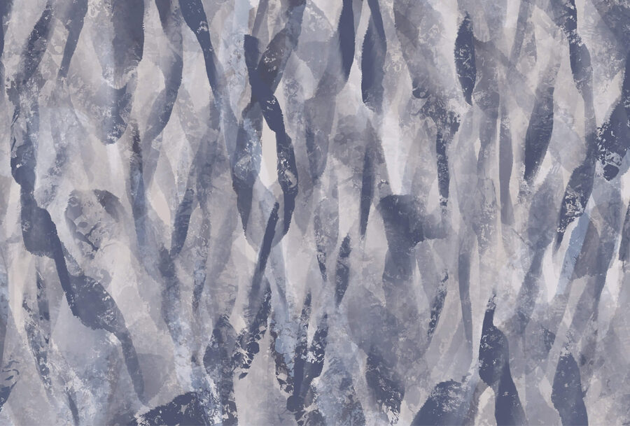 Des motifs fluides dans des tons froids.