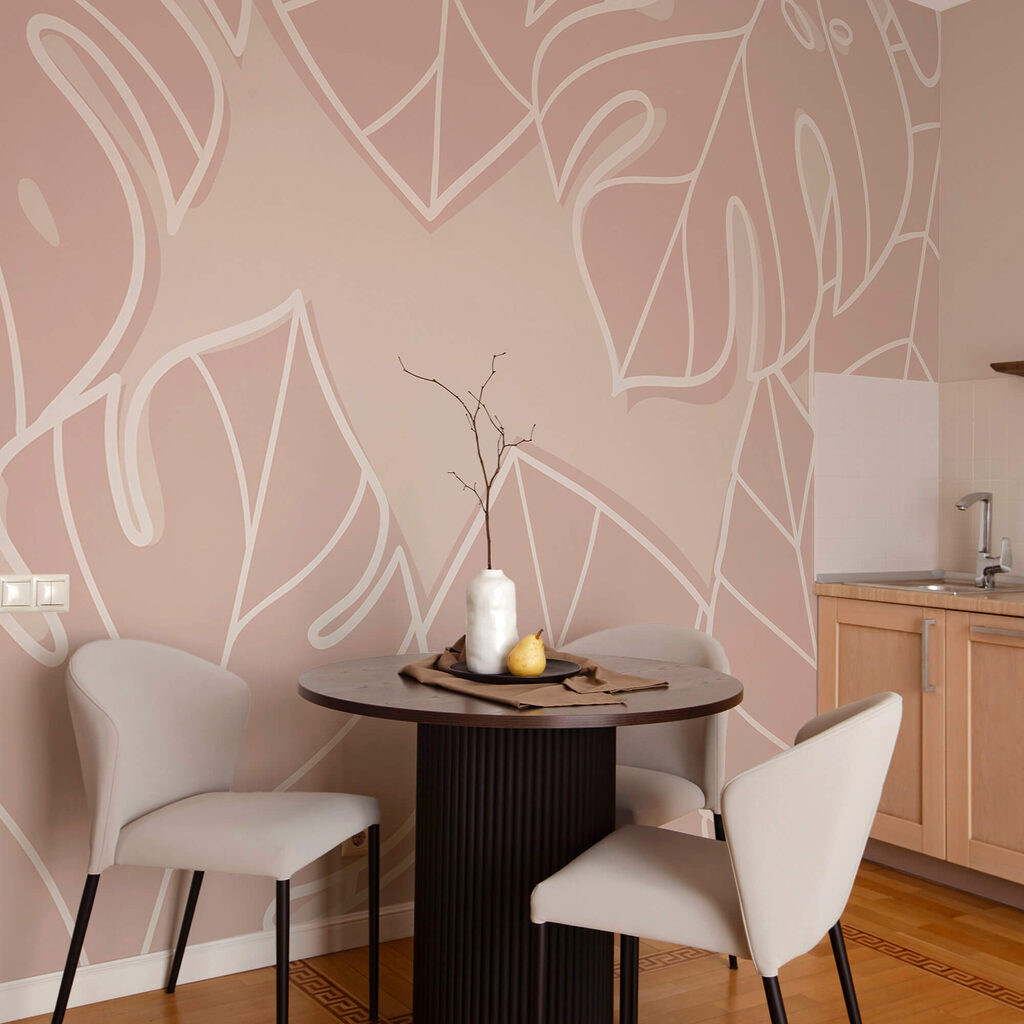 Motif de feuilles roses et blanches