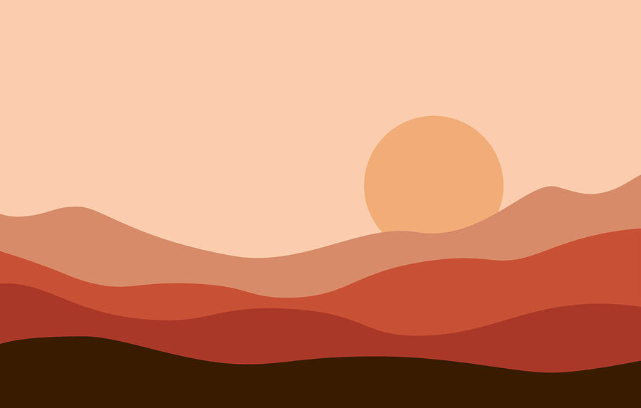 Coucher de soleil sur un désert