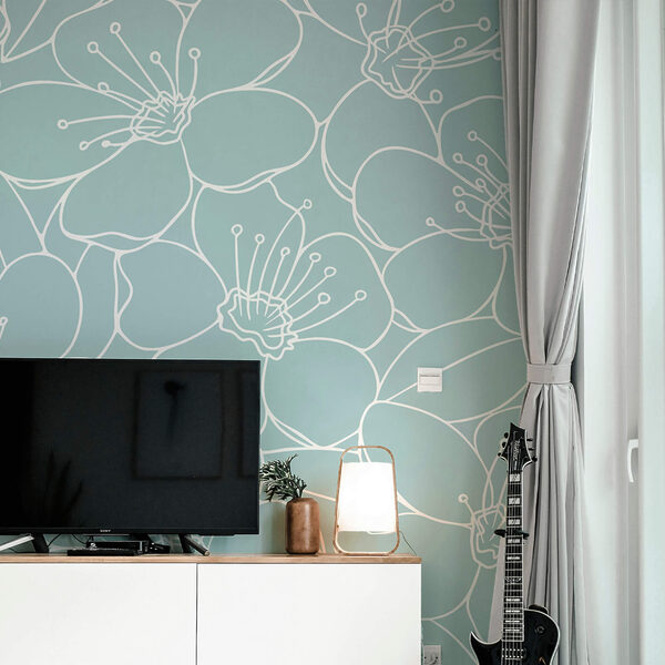 Motif de fleurs sur fond bleu Motif de fleurs sur fond bleu