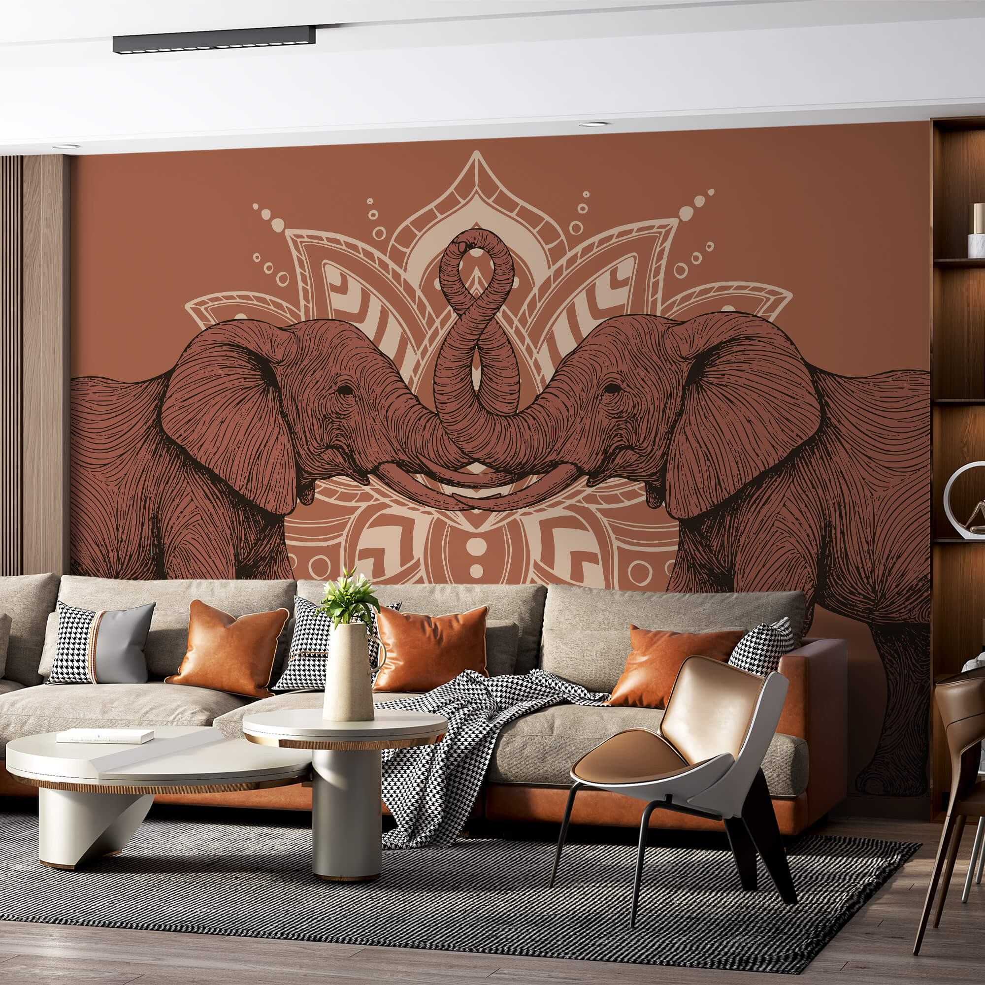 Deux éléphants dont les trompes se touchent Deux éléphants dont les trompes se touchent