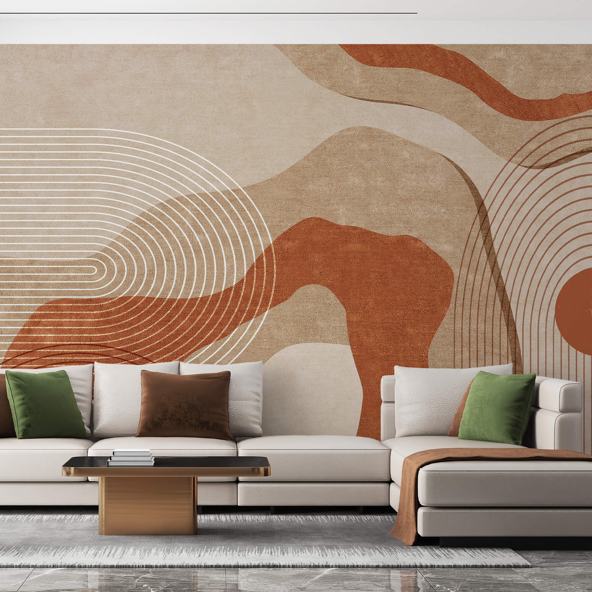 Art abstrait marron et blanc