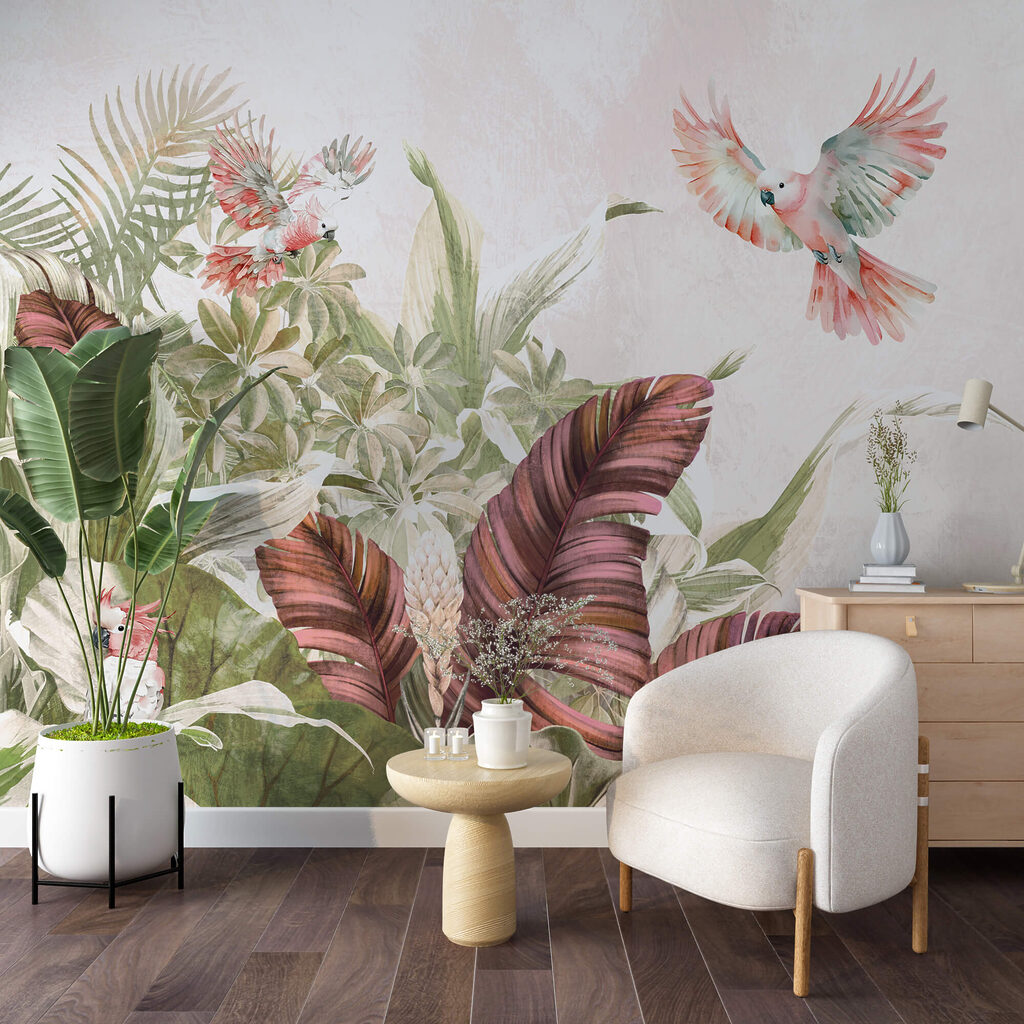 Peinture d'oiseaux volant au-dessus d'une plante Peinture d'oiseaux volant au-dessus d'une plante