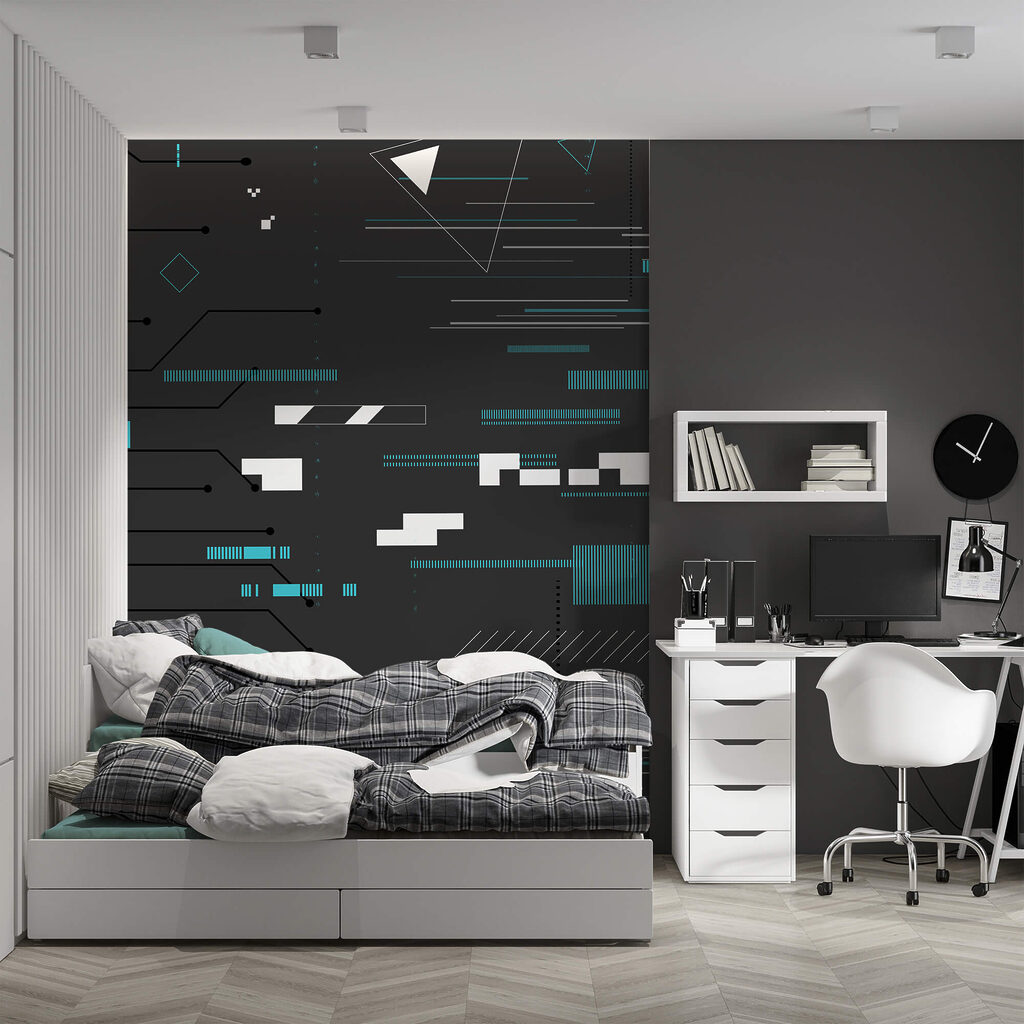 Fond noir avec de nombreuses lignes et points