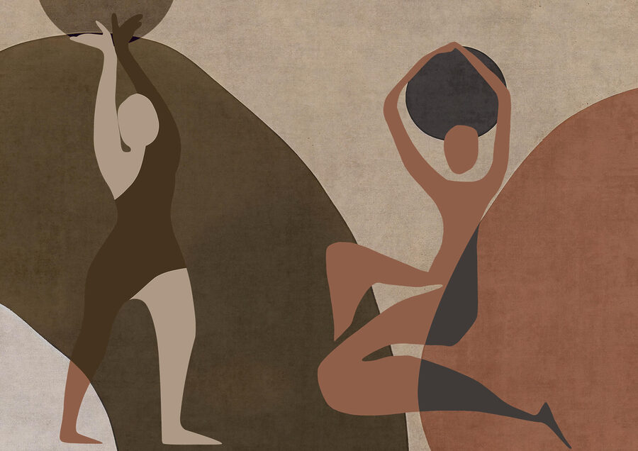 Peinture d'un couple de femmes