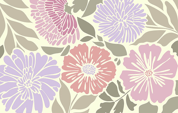 Motif floral coloré avec des feuilles Motif floral coloré avec des feuilles