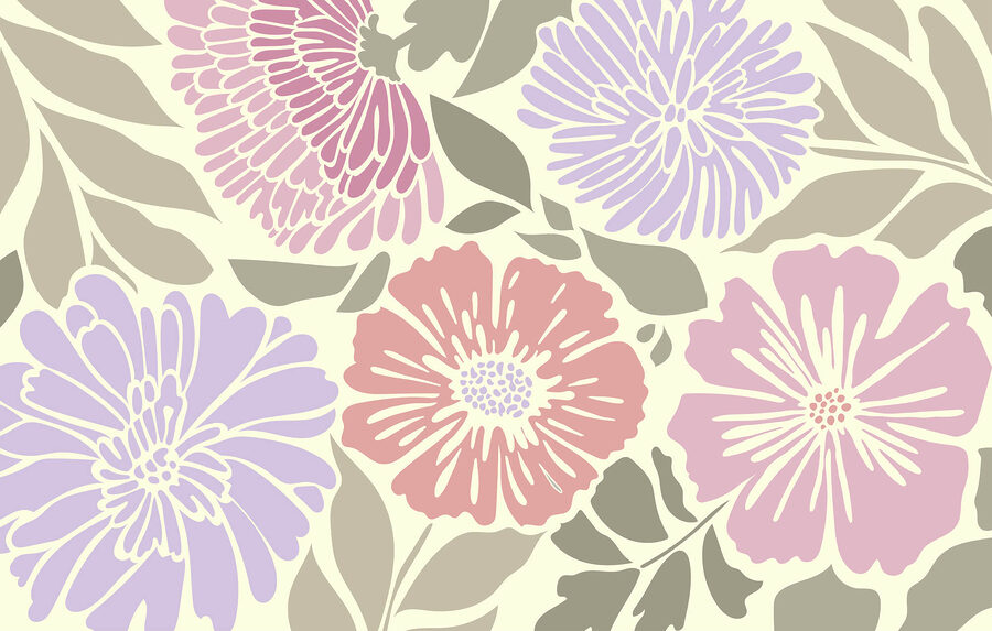 Motif floral coloré avec des feuilles