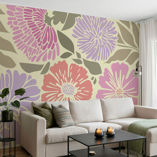 Motif floral coloré avec des feuilles Motif floral coloré avec des feuilles