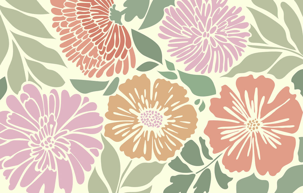 Le motif floral coloré illumine tous les espaces Le motif floral coloré illumine tous les espaces