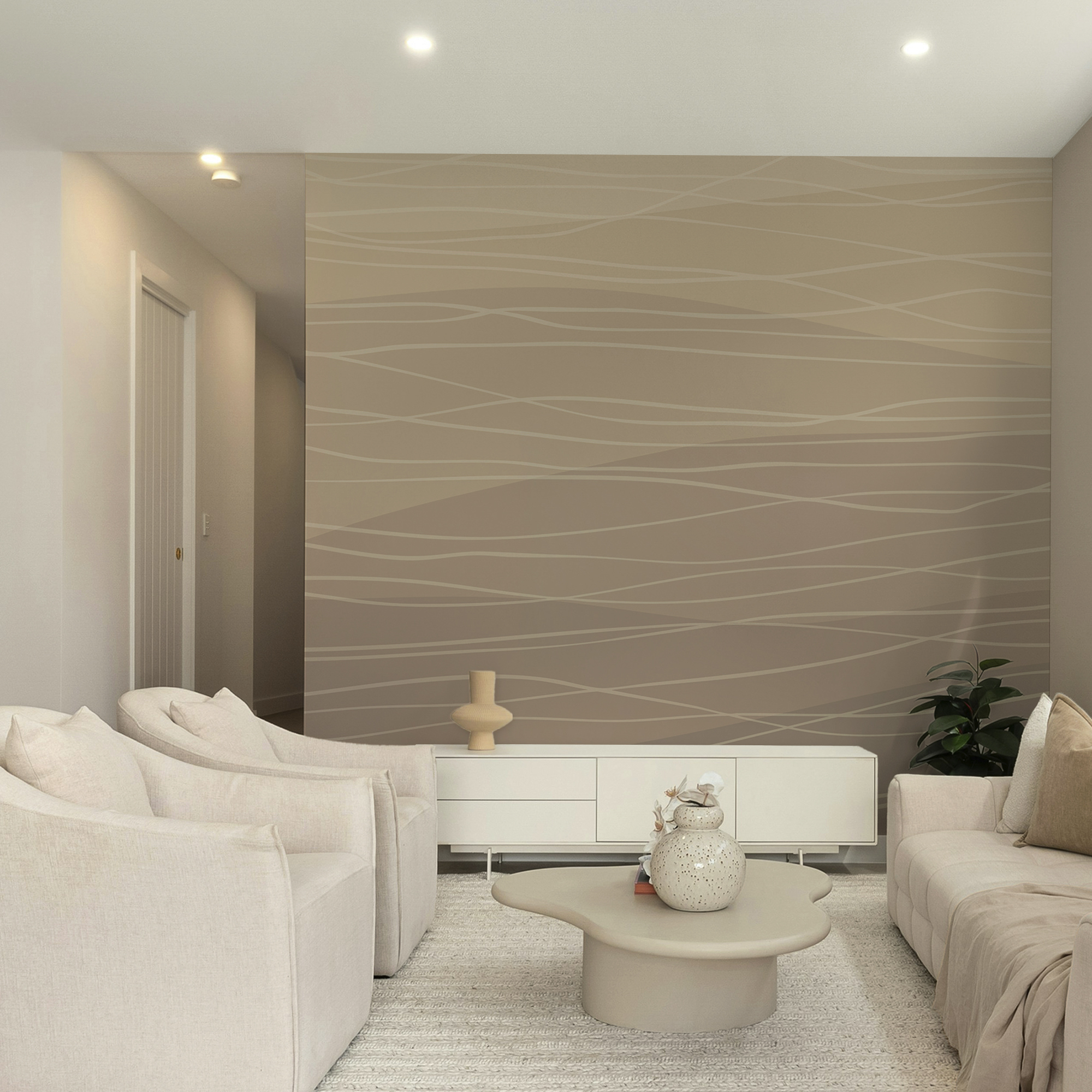 Lignes ondulées brunes et blanches Lignes ondulées brunes et blanches