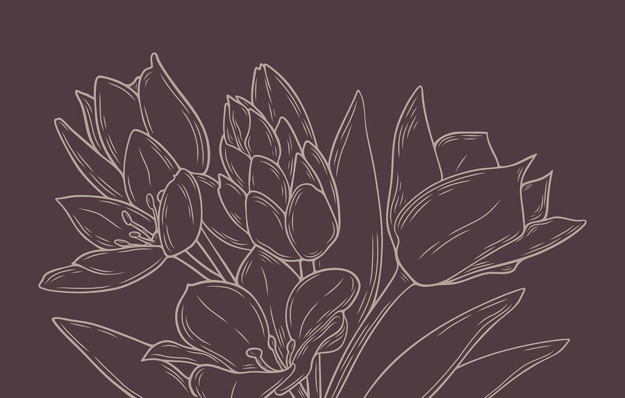 Fleurs délicates sur un fond riche