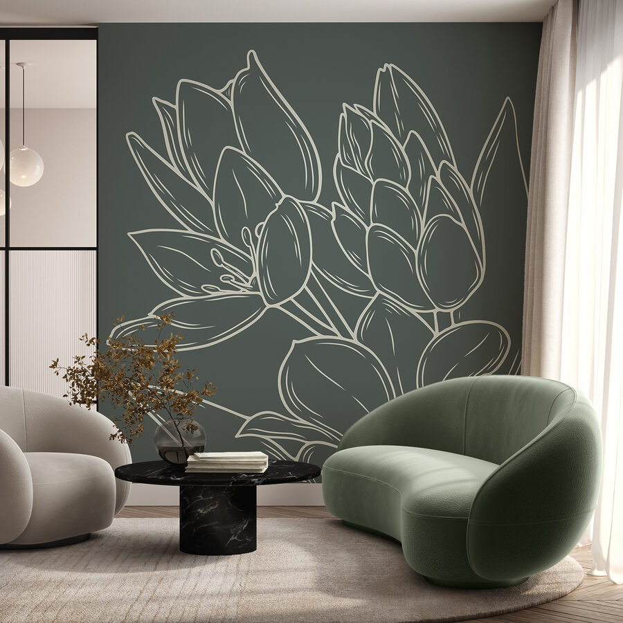 Dessin de fleurs sur une plante