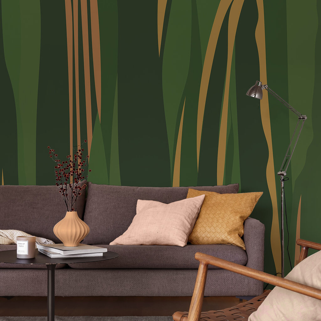 Motif rayé vert et brun