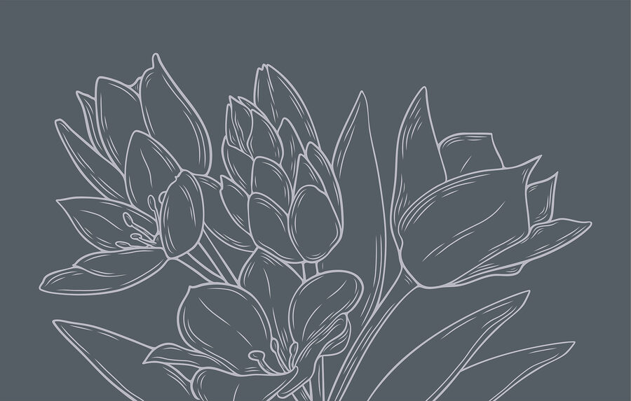 Fleurs délicates sur fond sombre
