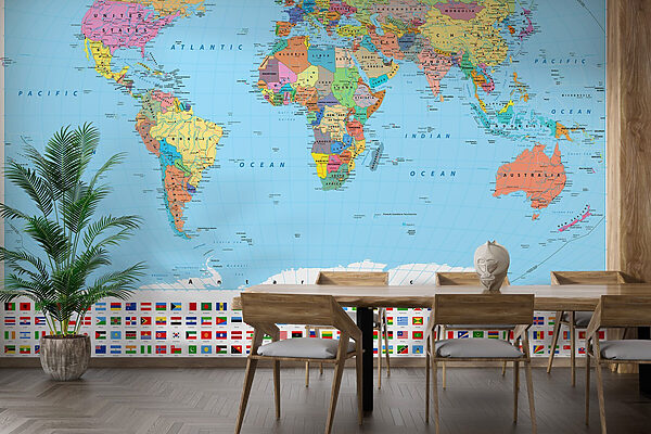 Carte du monde avec différents drapeaux Carte du monde avec différents drapeaux