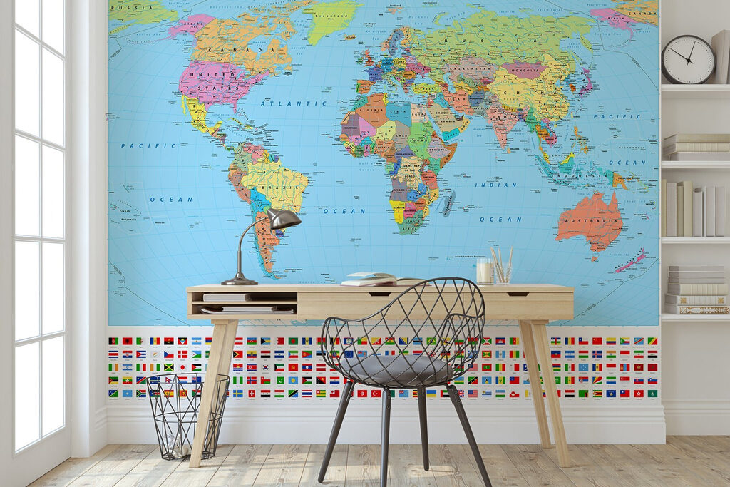 Carte du monde avec différents drapeaux Carte du monde avec différents drapeaux